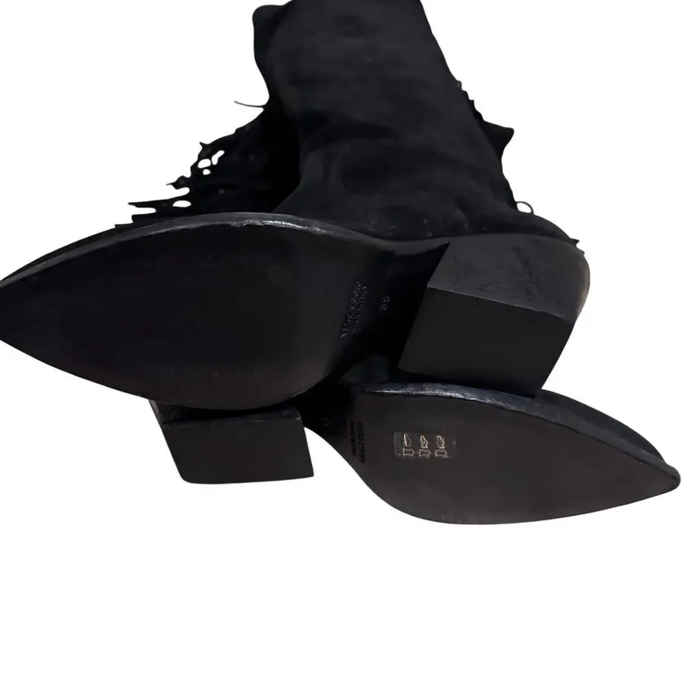 Vince Camuto Atelier Cabina 2 Wide Calf Suede Western Boots Black Size 8M NWB